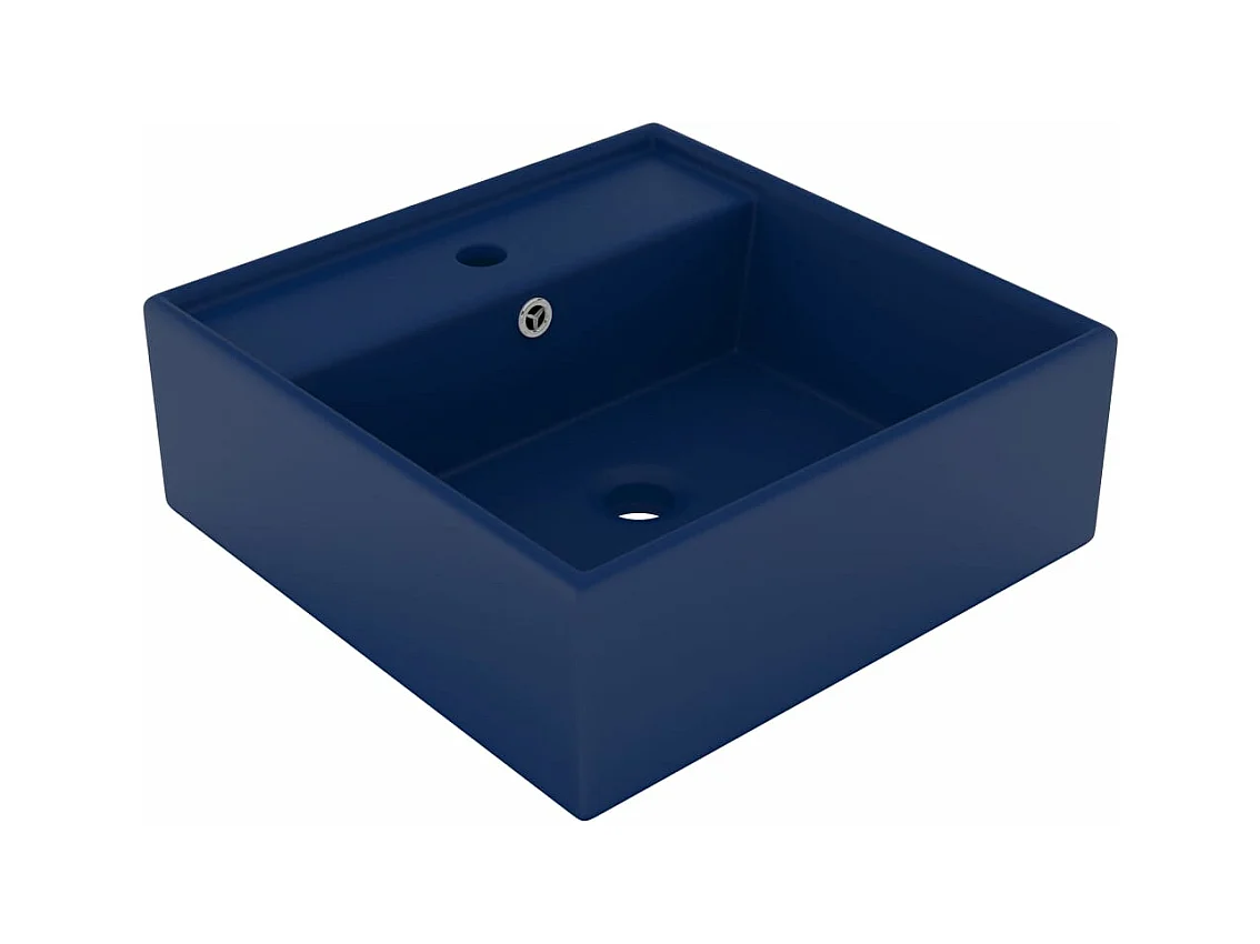 Vierkante wastafel met overloop Mat donkerblauw 41x41 cm Keramiek