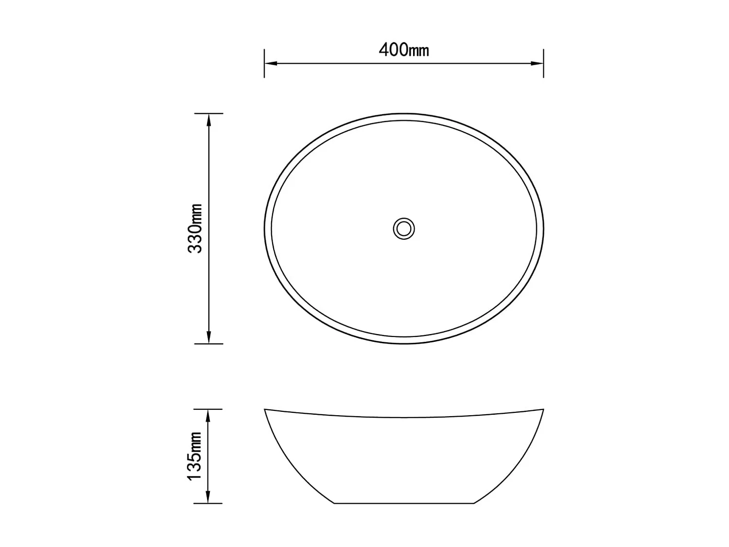 Lavabo ovale Céramique 40 x 33 cm Noir