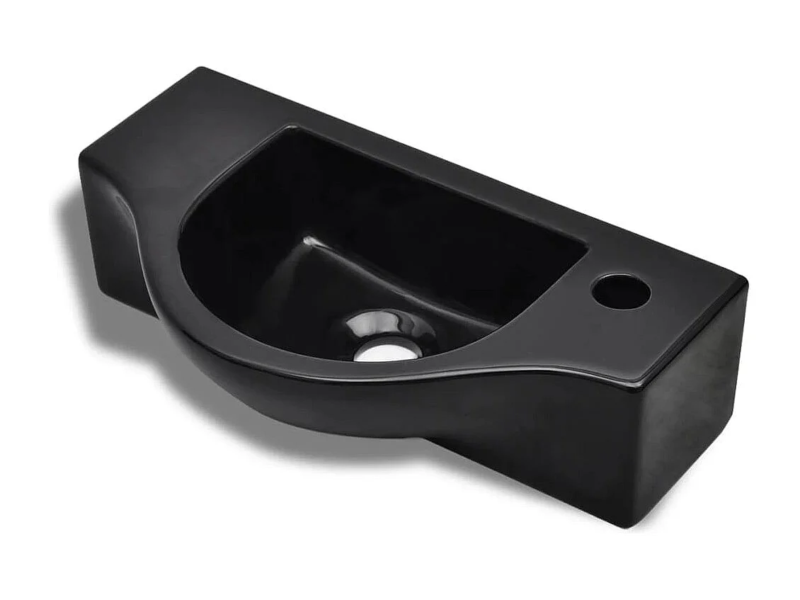 Vasque à trou pour robinet céramique Noir pour salle de bain