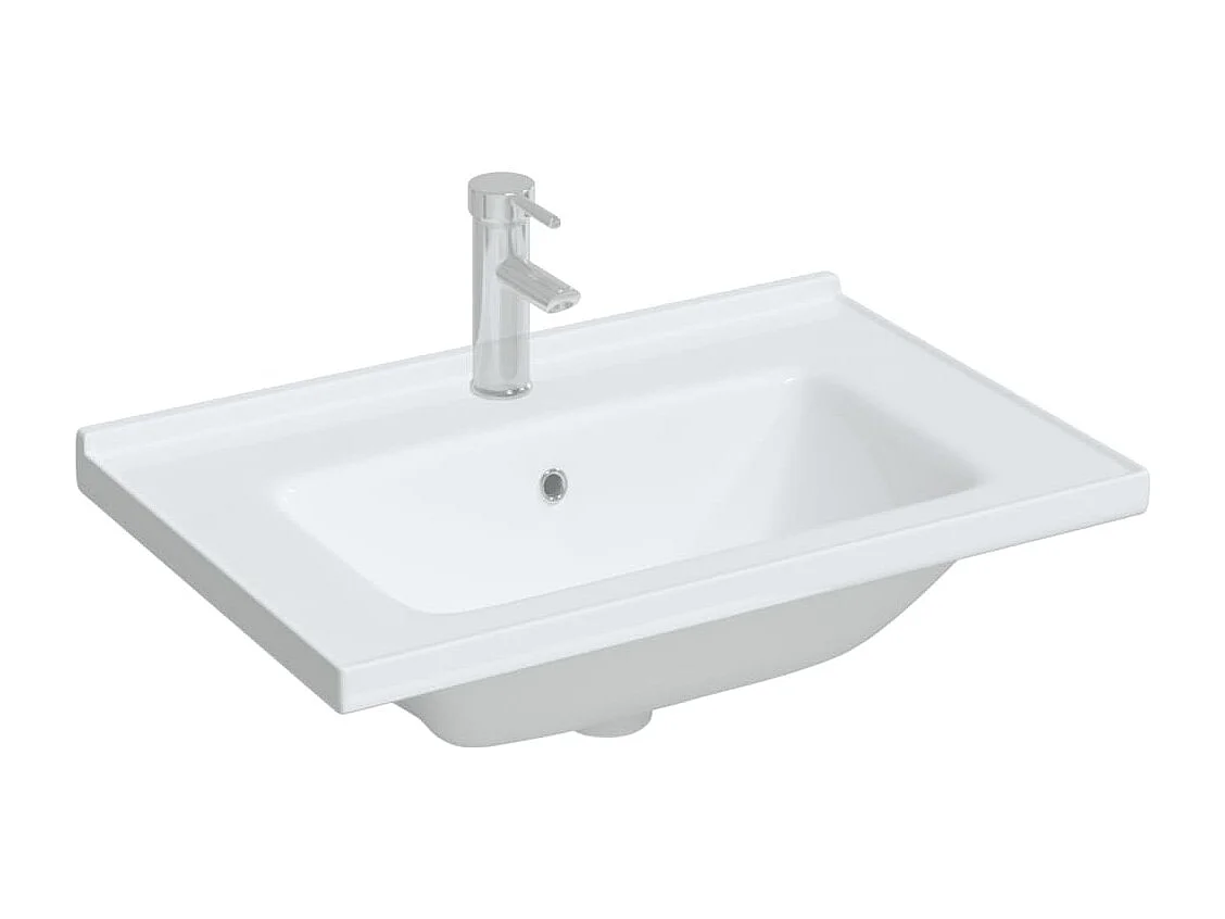 Évier salle de bain blanc 71x48x19,5 cm rectangulaire céramique