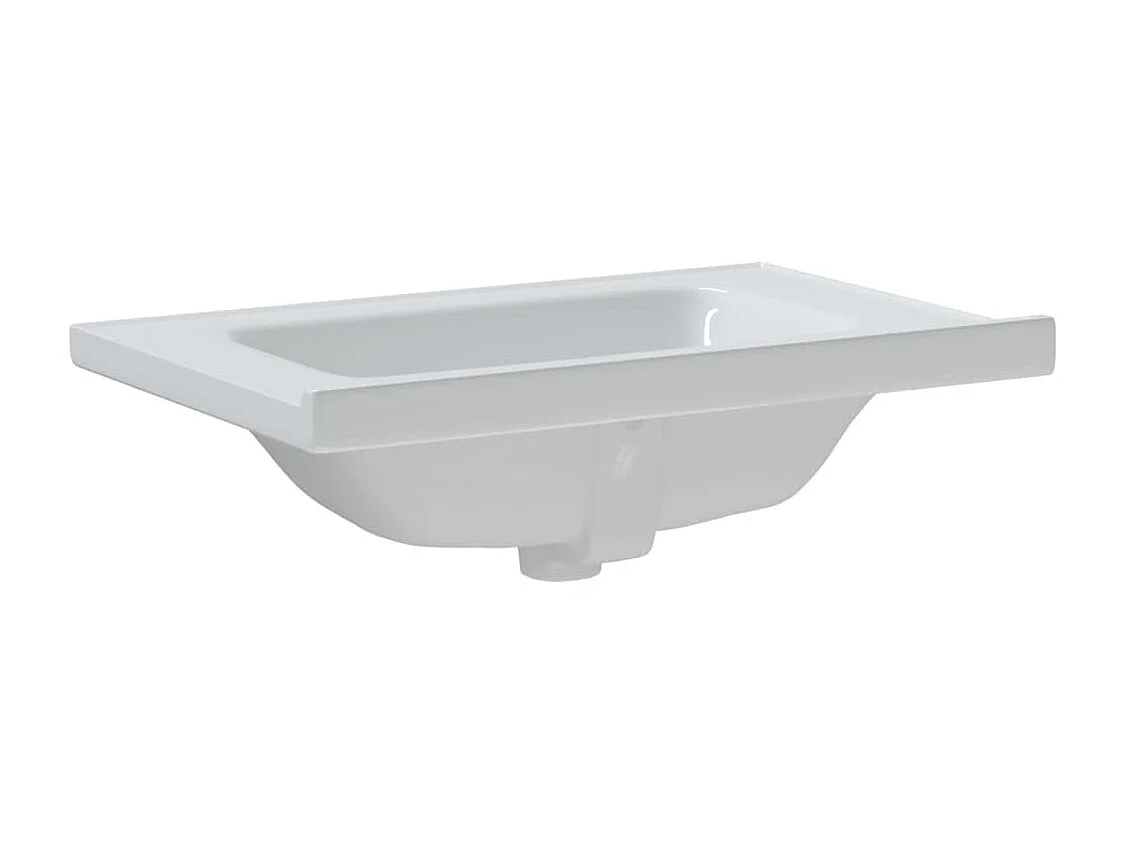 Évier salle de bain blanc 71x48x19,5 cm rectangulaire céramique