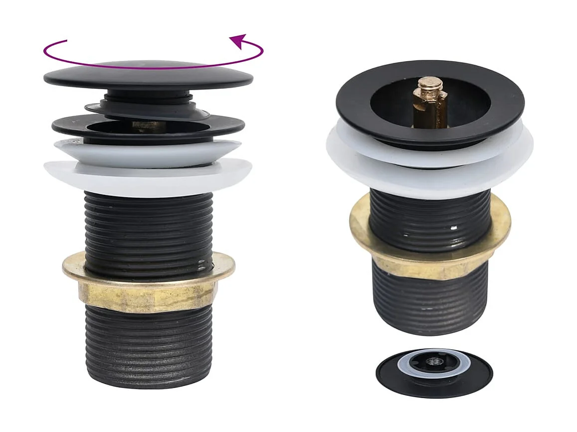 Waschbecken mit Wasserhahn und Push-Pull-Ablauf. Gehärtetes Glas