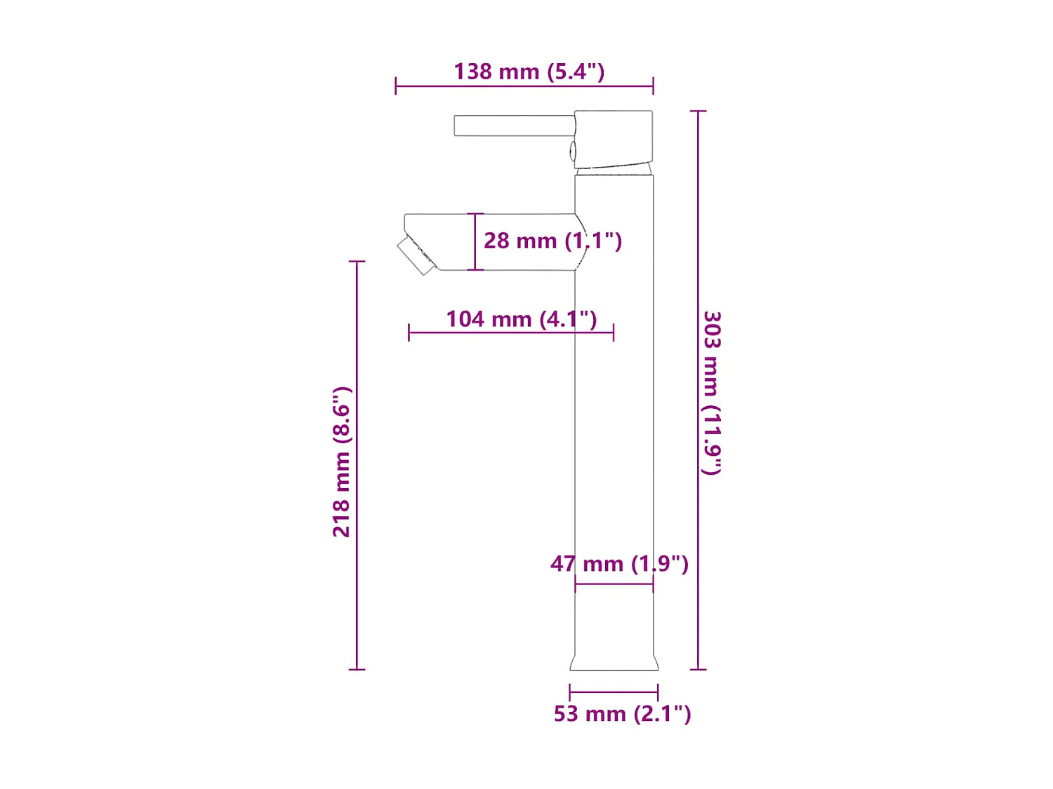Waschbecken mit Wasserhahn und Push-Pull-Ablauf. Gehärtetes Glas