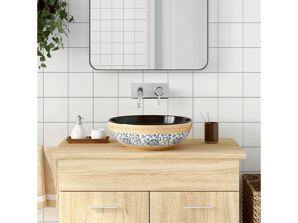 Lavabo da appoggio rotondo multicolor in ceramica Φ41x14 cm