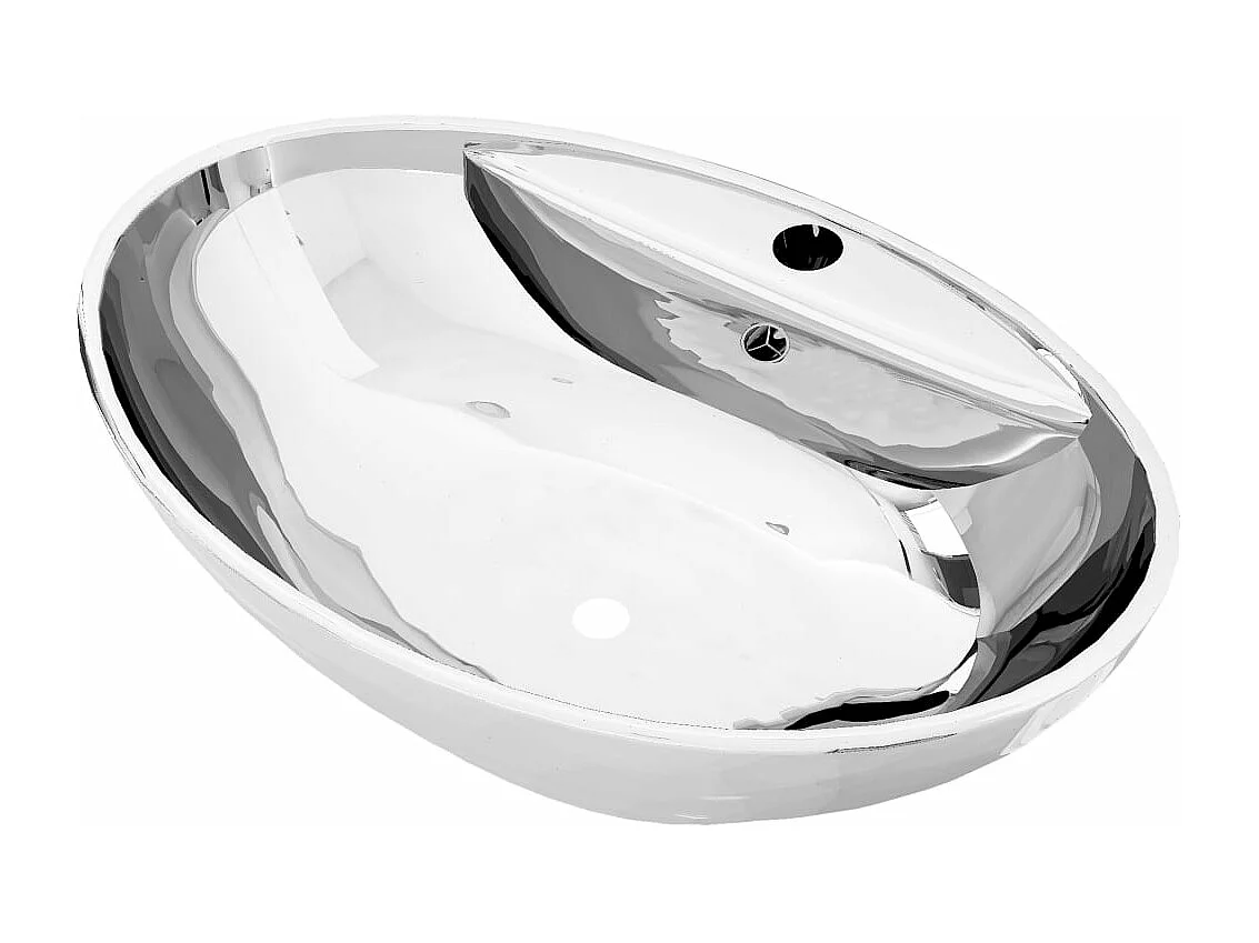 Lavabo avec trop-plein 58,5 x 39 x 21 cm Céramique Argenté