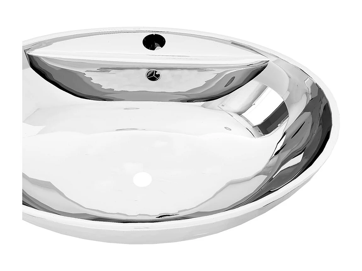 Lavabo avec trop-plein 58,5 x 39 x 21 cm Céramique Argenté