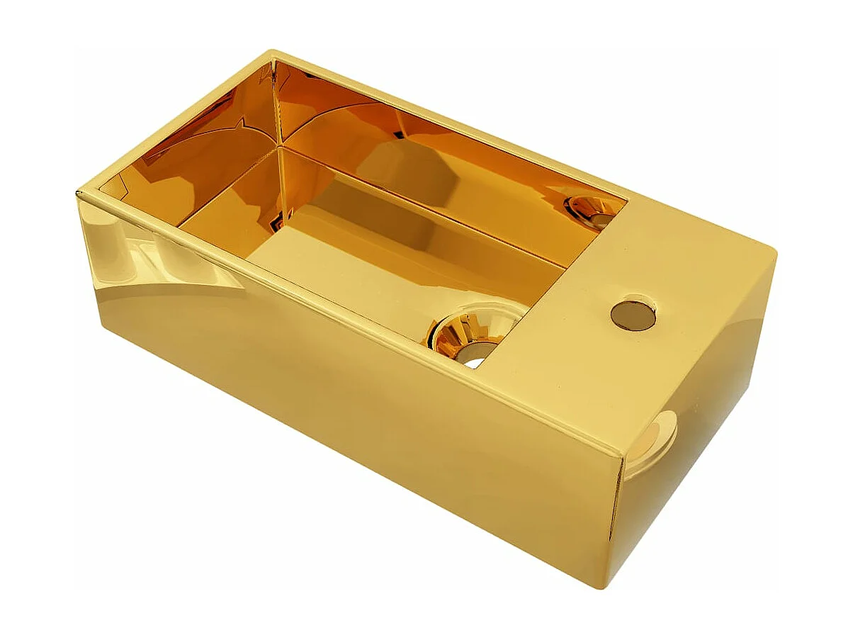Lavatório com transbordamento 49 x 25 x 15 cm Cerâmica Ouro