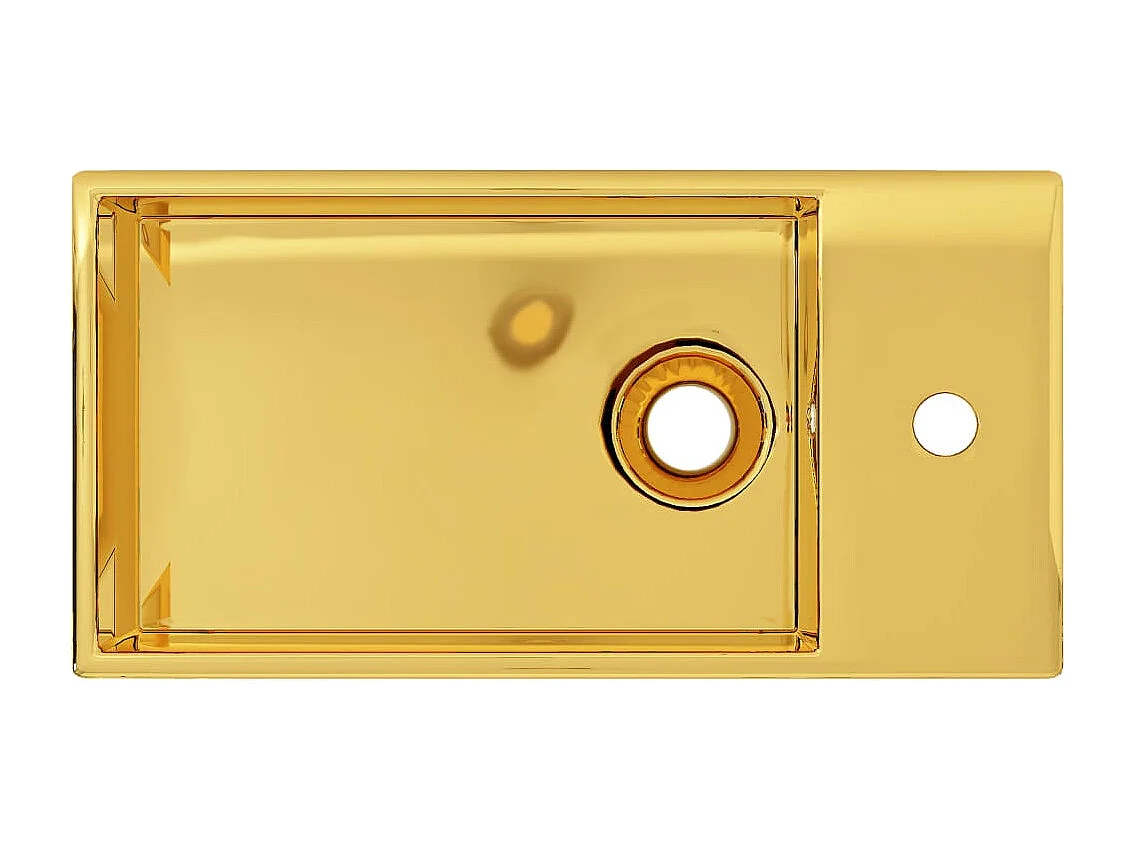Lavatório com transbordamento 49 x 25 x 15 cm Cerâmica Ouro