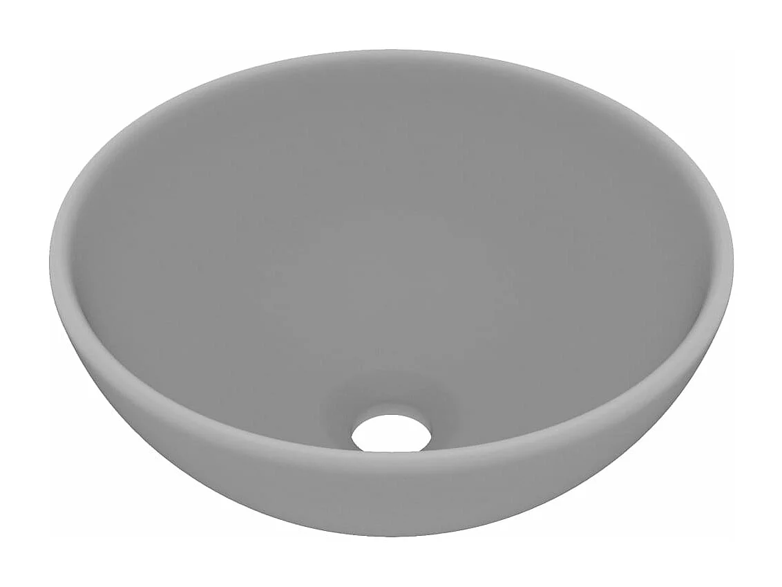 Luxuriöses rundes Badezimmerwaschbecken, matt, hellgrau, 32,5 x 14 cm, Keramik