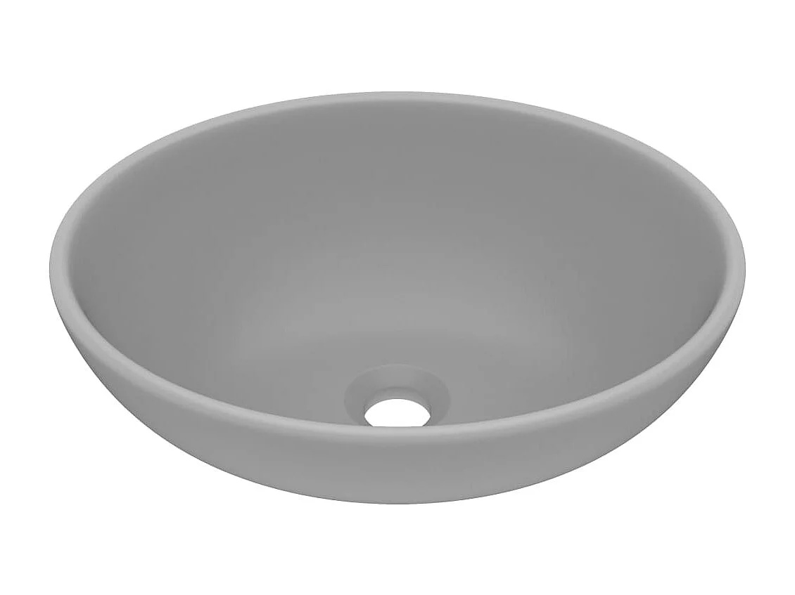 Lavabo ovale de luxe Gris clair mat 40x33 cm Céramique