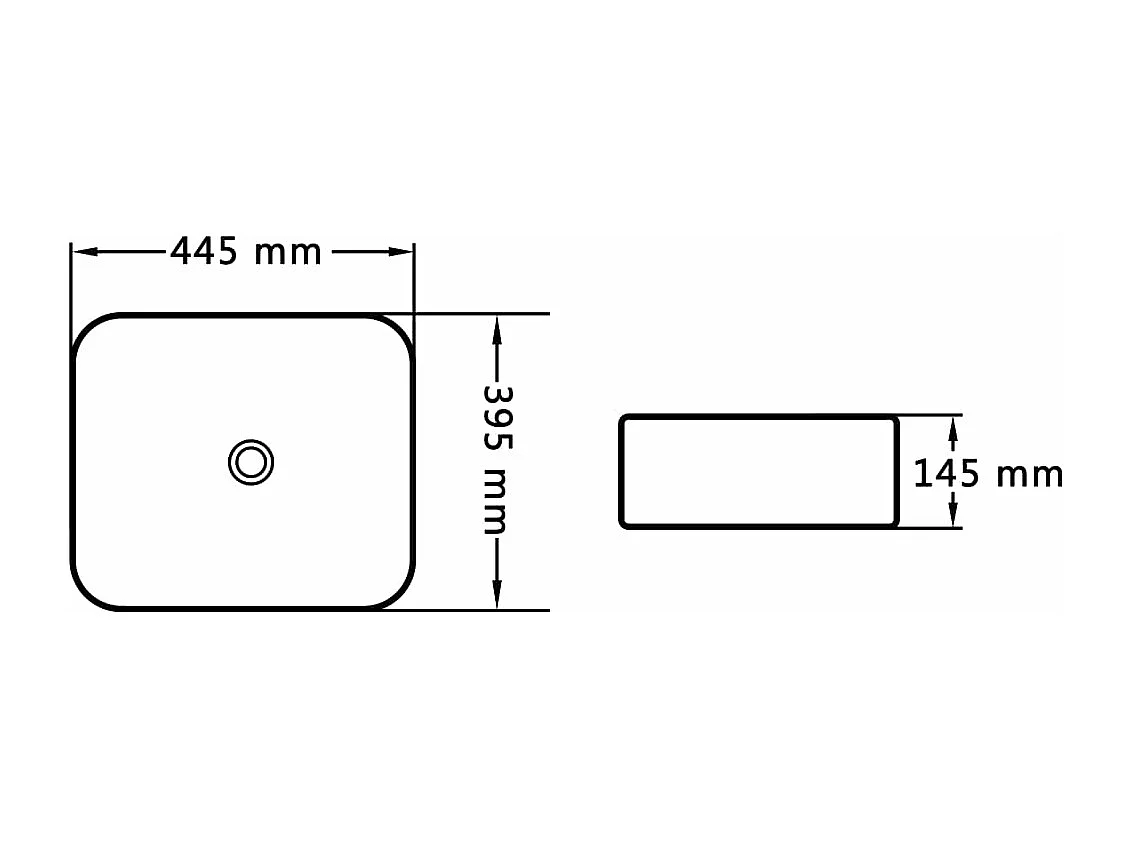 Waschbecken 44,5 x 39,5 x 14,5 cm, Keramik, Weiß