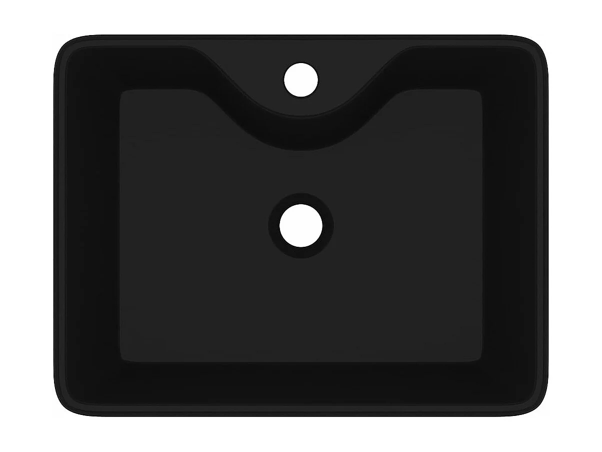 Lavabo cuadrado con orificio para grifo cerámico negro para baño