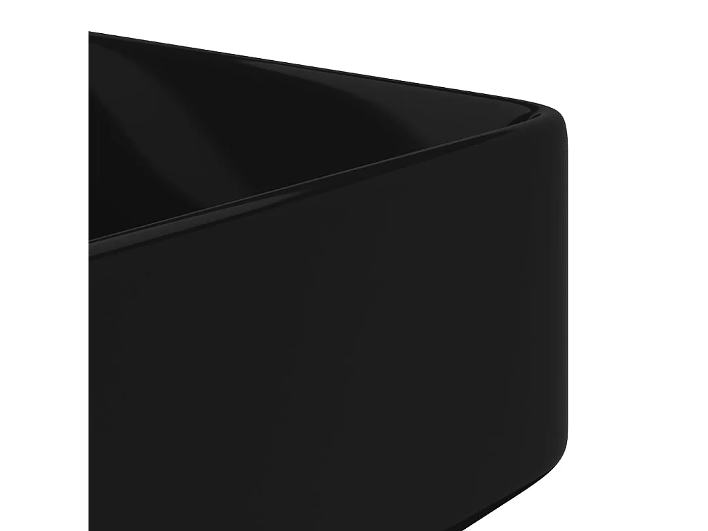 Vasque carrée à trou pour robinet céramique Noir pour salle de bain