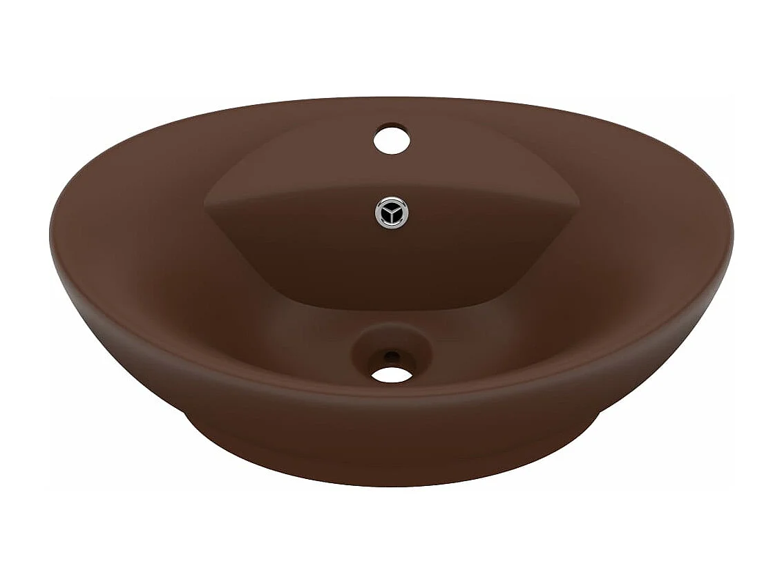 Lavabo ovale con troppopieno Testa di moro opaco 58,5x39 cm Ceramica