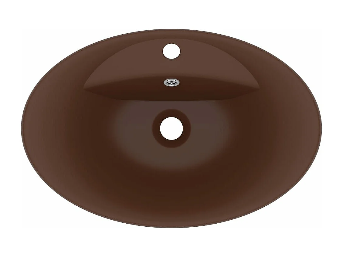 Lavabo ovale con troppopieno Testa di moro opaco 58,5x39 cm Ceramica