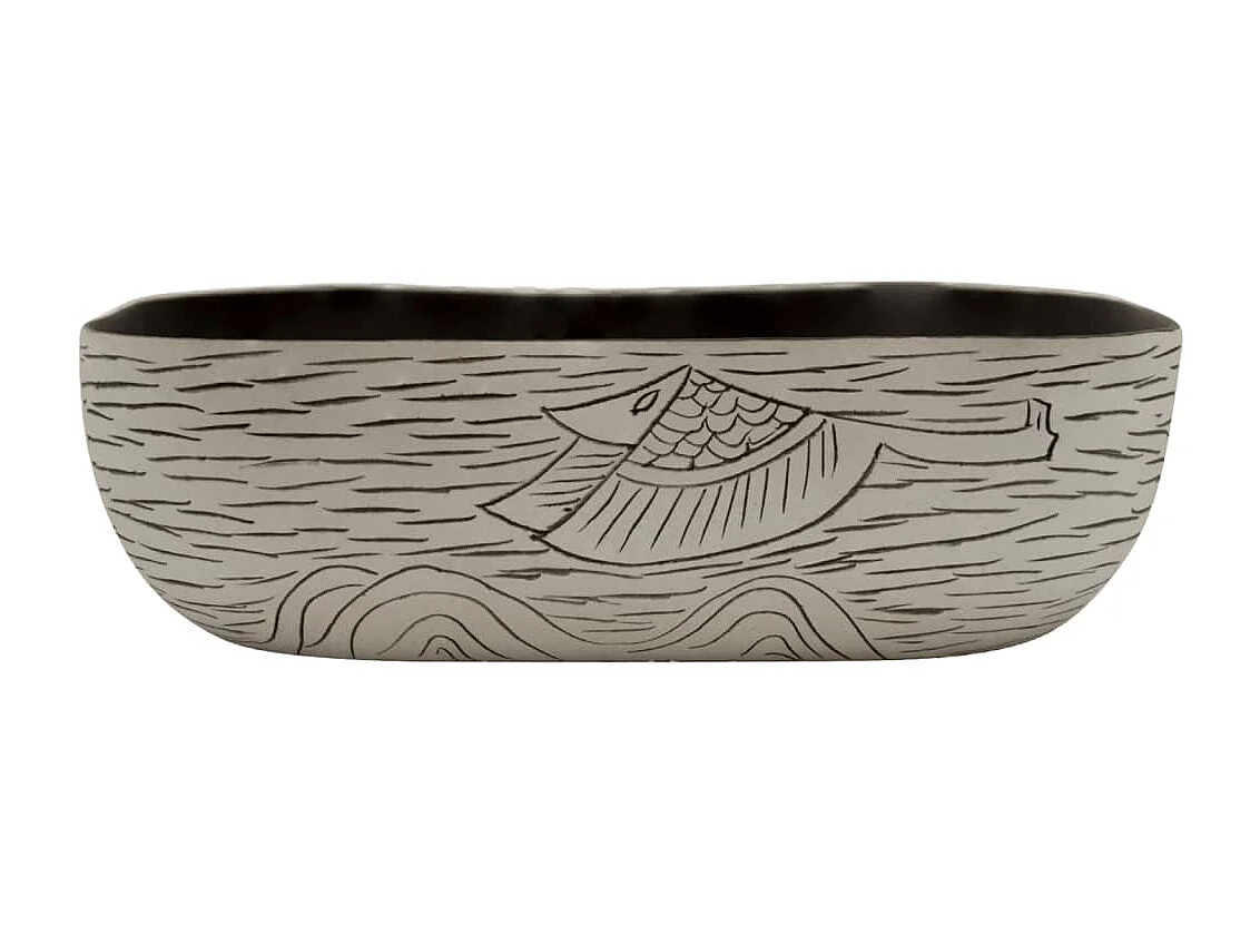 Lavatório retangular de bancada cinza/preto 48x37,5x13,5cm cerâmica