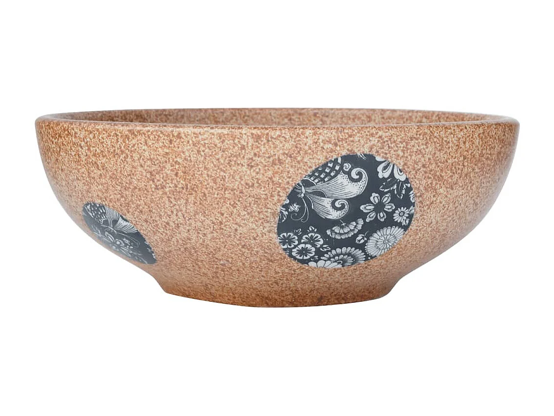 Vasque à poser marron et bleu rond Φ41x14 cm céramique