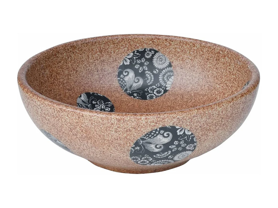 Vasque à poser marron et bleu rond Φ41x14 cm céramique