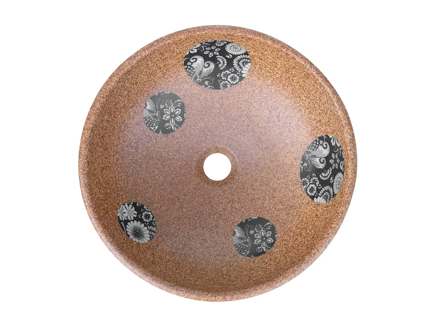 Vasque à poser marron et bleu rond Φ41x14 cm céramique