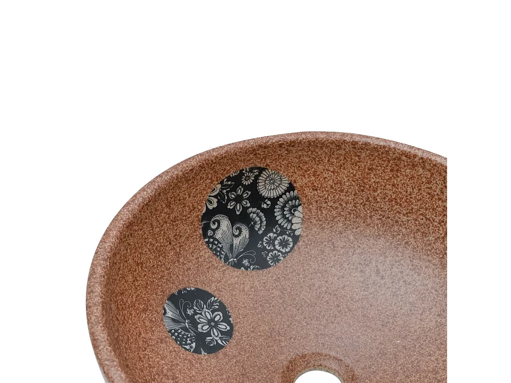 Vasque à poser marron et bleu rond Φ41x14 cm céramique