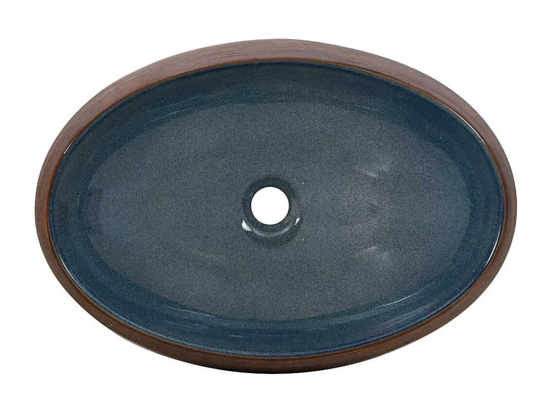 Vasque à poser marron et bleu ovale 59x40x15 cm céramique