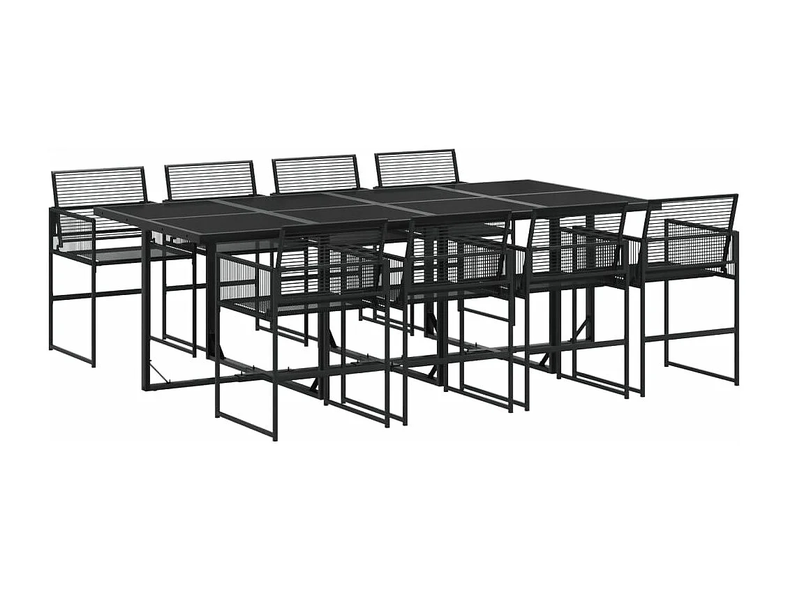 Ensemble à manger de jardin 9 pcs Noir Résine tressée