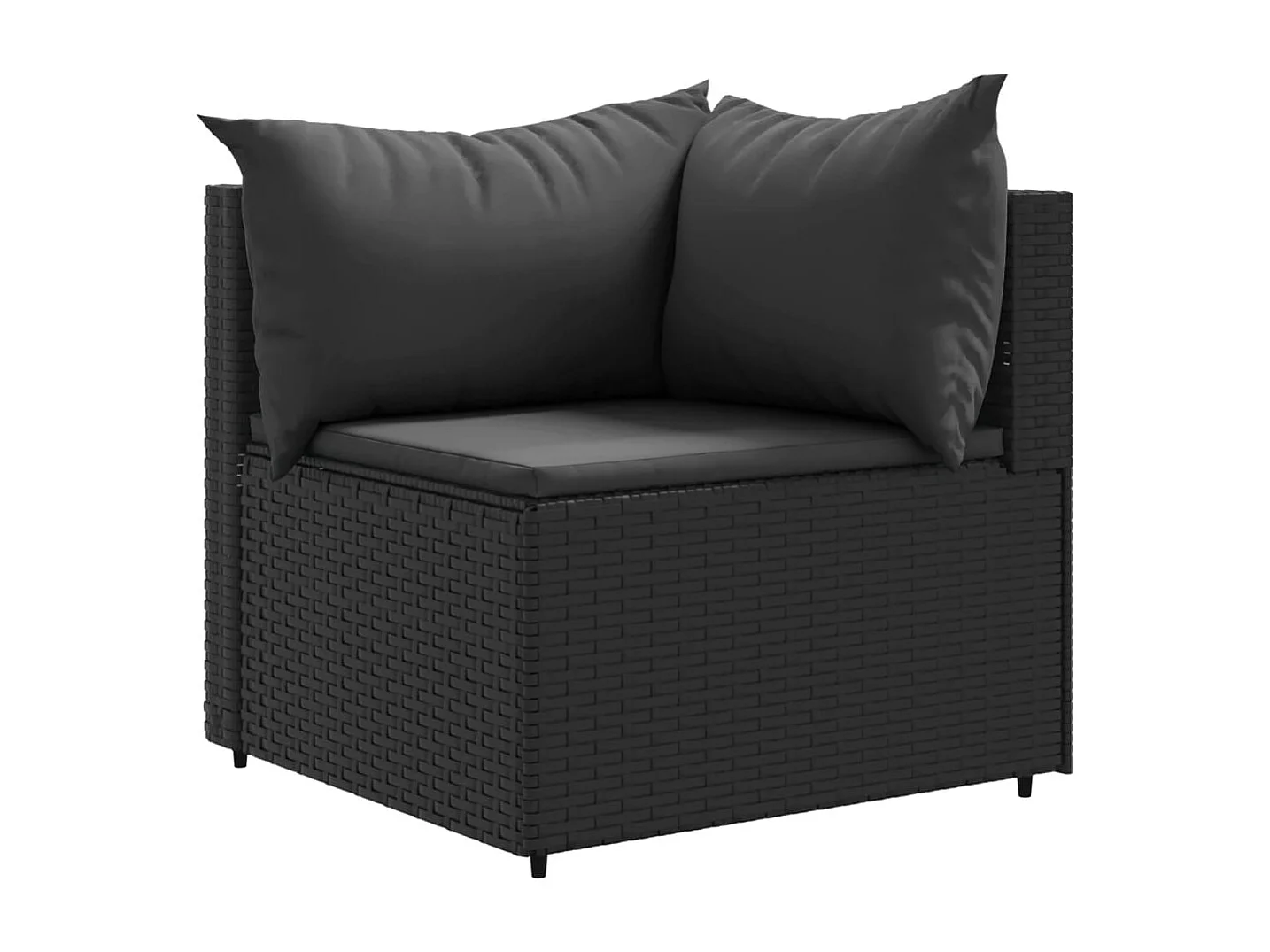 Salon de jardin 6 pcs avec coussins Noir Résine tressée