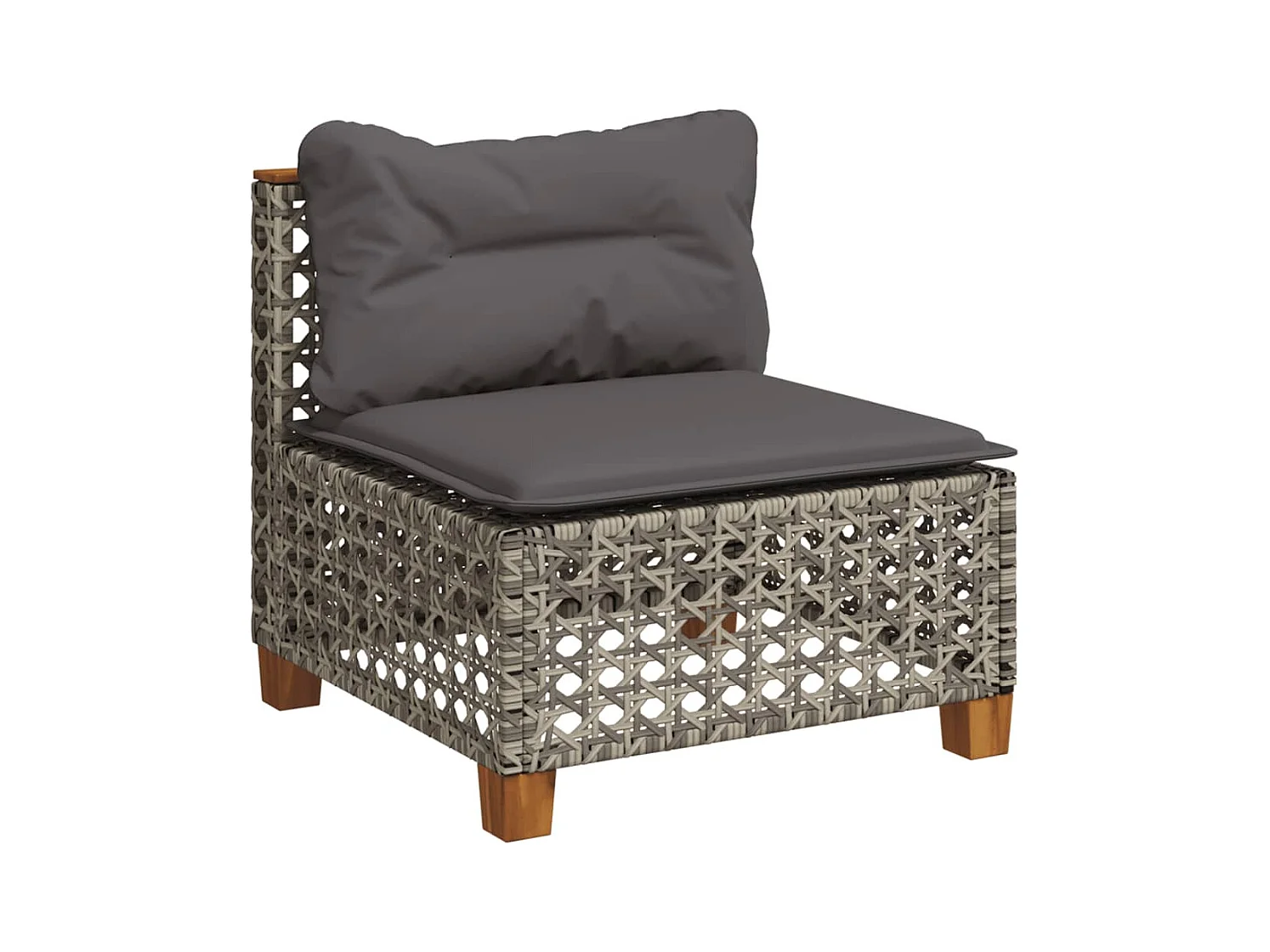 Salon de jardin 5 pcs avec coussins gris résine tressée