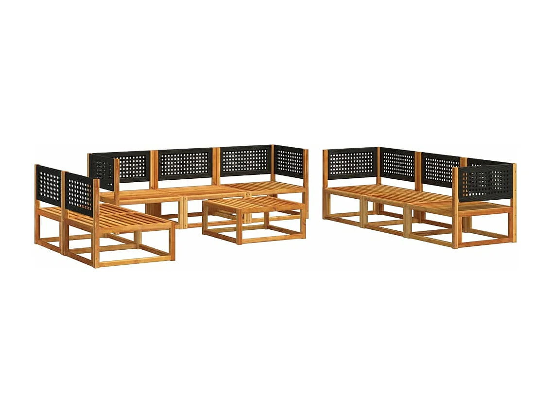 Set Divano Giardino 9 pz con Cuscini Legno Massello di Acacia