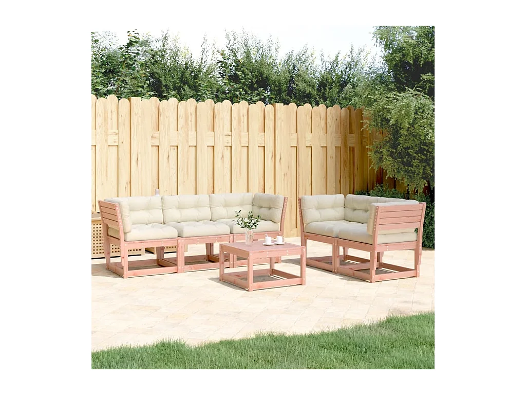 Salon de jardin 5 pcs avec coussins bois massif douglas