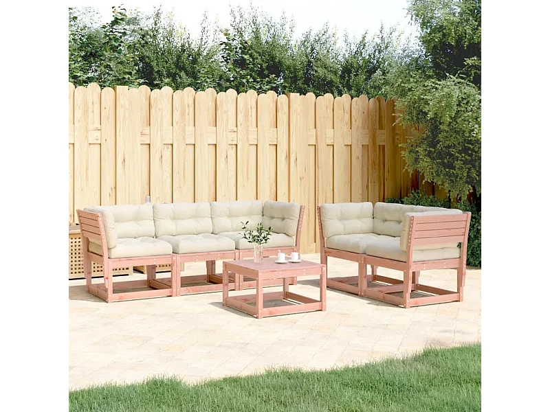 Salon de jardin 5 pcs avec coussins bois massif douglas
