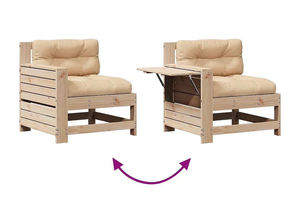 5 pcs conjunto lounge de jardim c/ almofadões pinho maciço