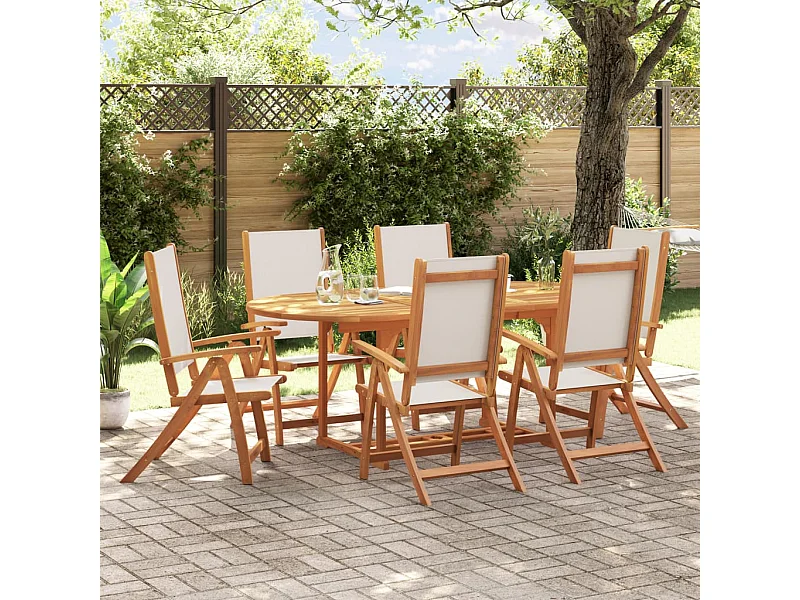 Ensemble à Manger de jardin 7pcs bois d'acacia solide textilène