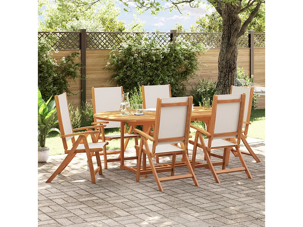 Ensemble à Manger de jardin 7pcs bois d'acacia solide textilène