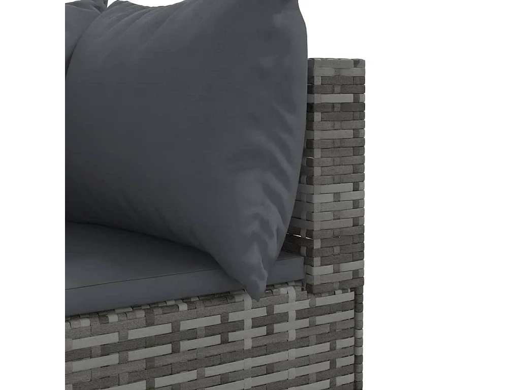 5 pcs conjunto lounge de jardim c/ almofadões vime PE cinzento