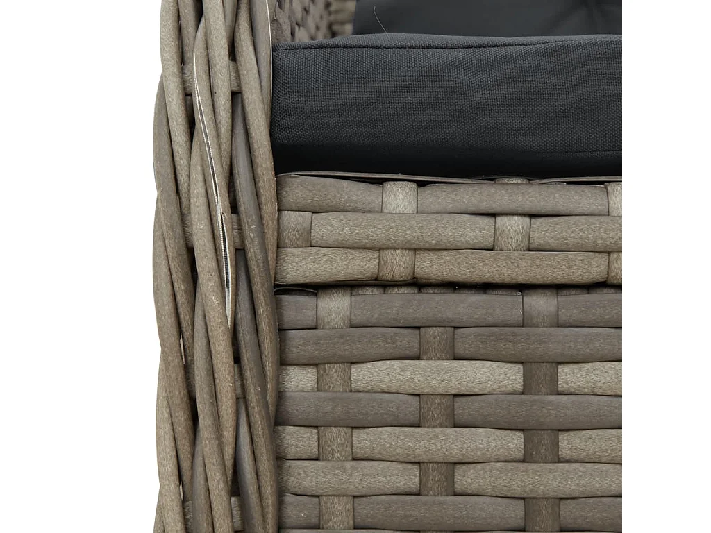 Set da Pranzo da Giardino 5 pz con Cuscini in Polyrattan Grigio