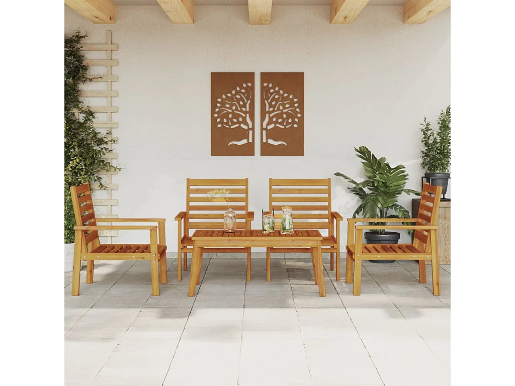 5 pcs conjunto lounge de jardim madeira de acácia maciça