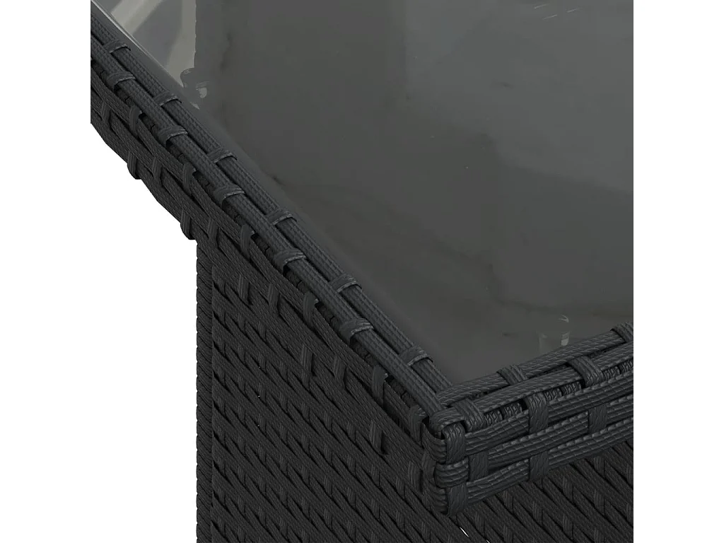 7 pcs conjunto de sofás p/ jardim c/ almofadões vime PE preto