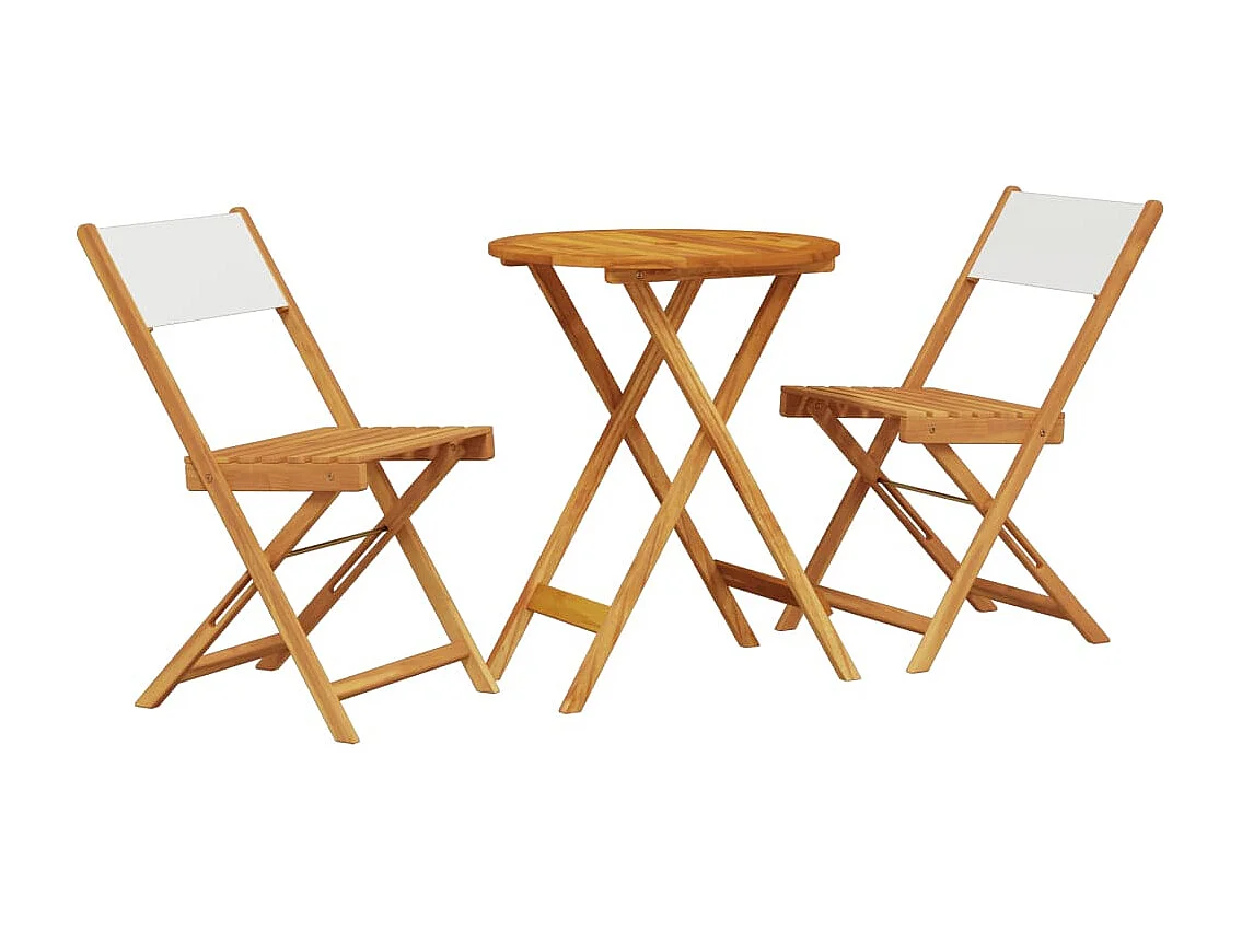 Set da Bistrot 3pz Bianco Crema in Tessuto e Legno Massello