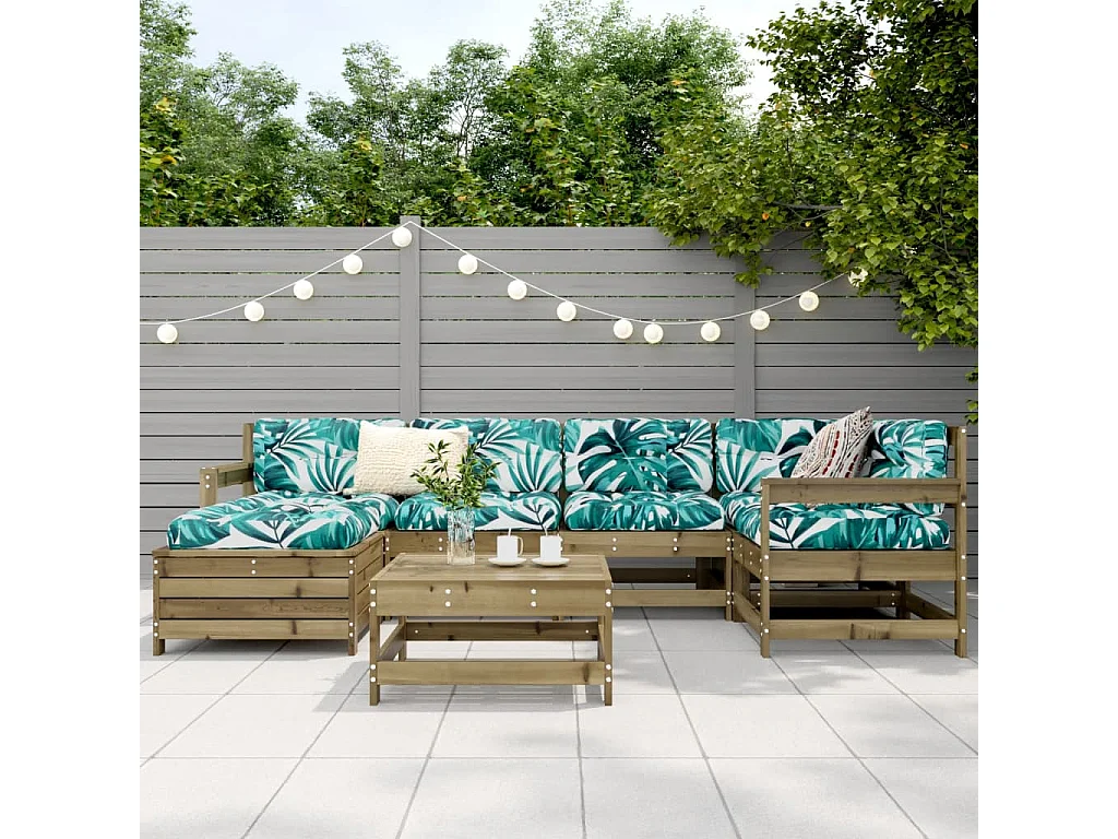 Salon de jardin 7 pcs bois de pin imprégné