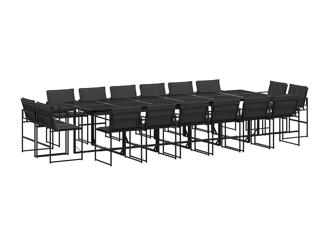Juego de comedor de jardín 17 pzas con cojines textileno negro