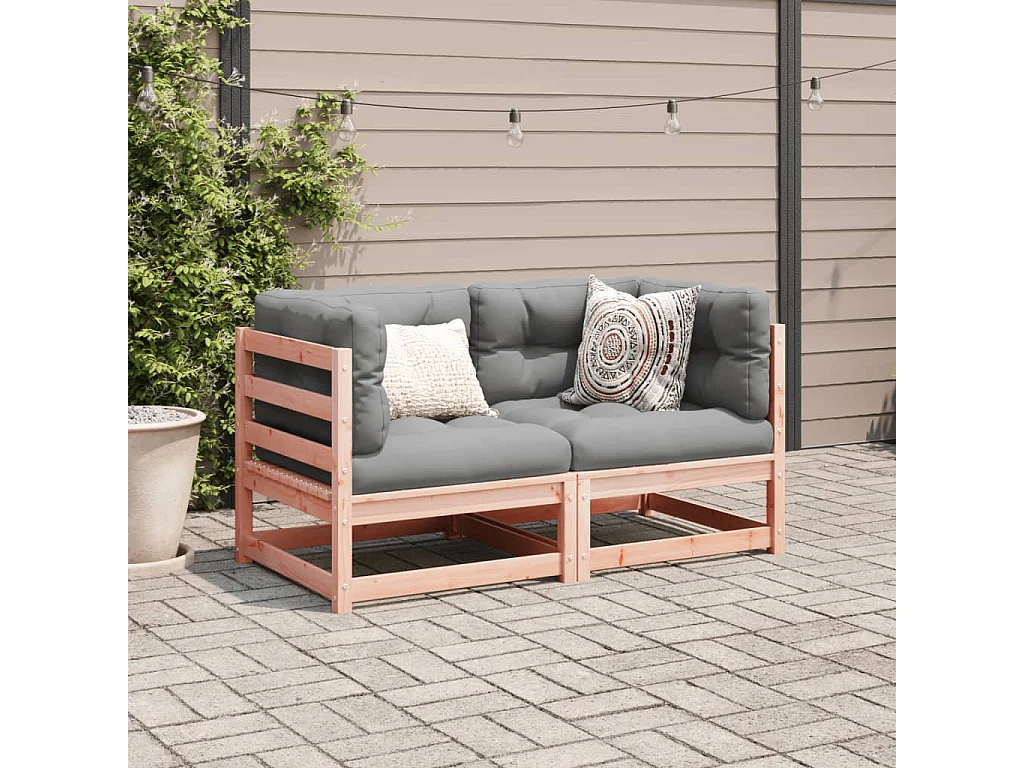 2-tlg. Garten-Sofagarnitur mit Kissen Massivholz Douglasie