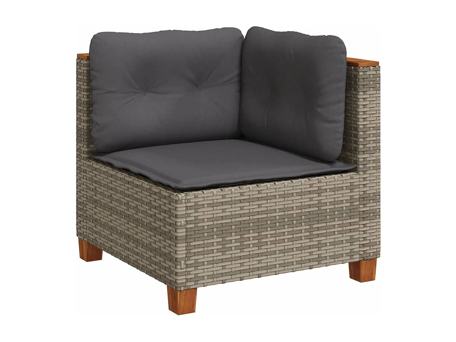 Salon de jardin 4 pcs avec coussins gris résine tressée