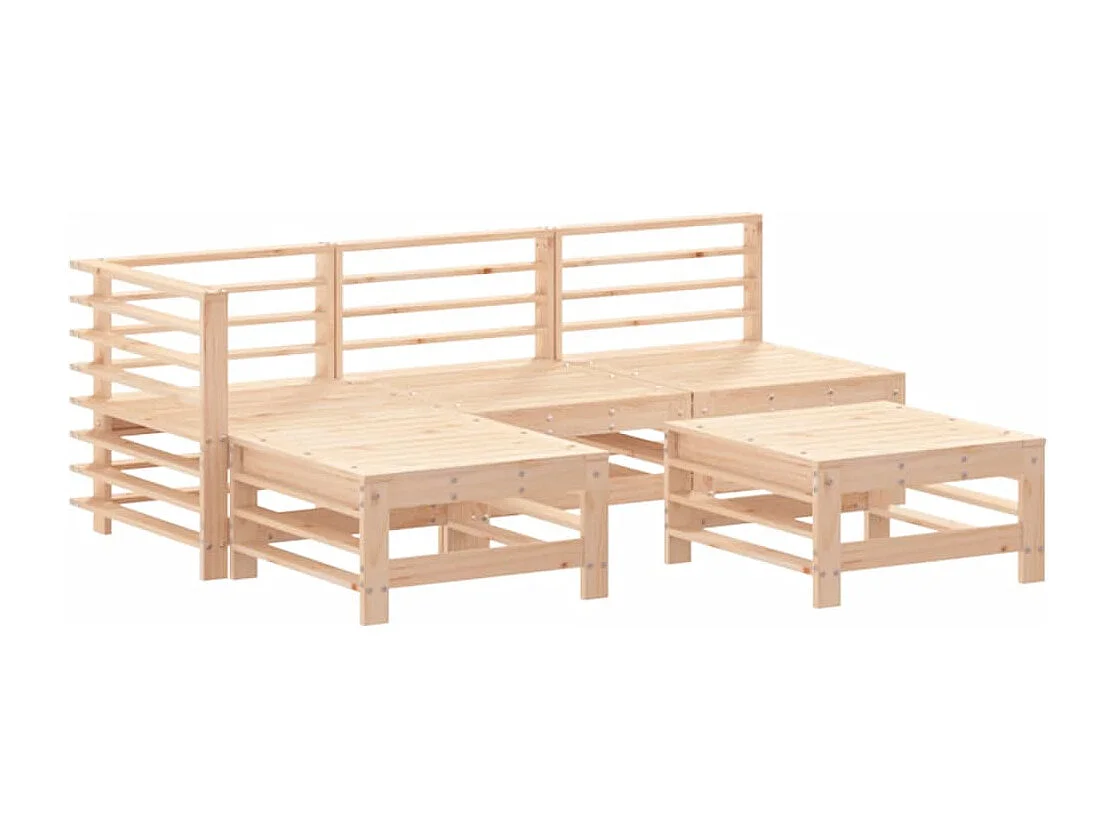 Salon de jardin 5 pcs bois massif de pin