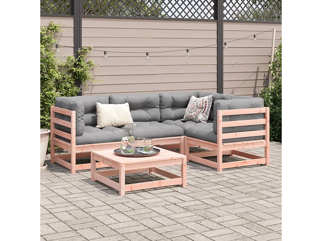 Salon de jardin 5 pcs bois massif sapin de douglas