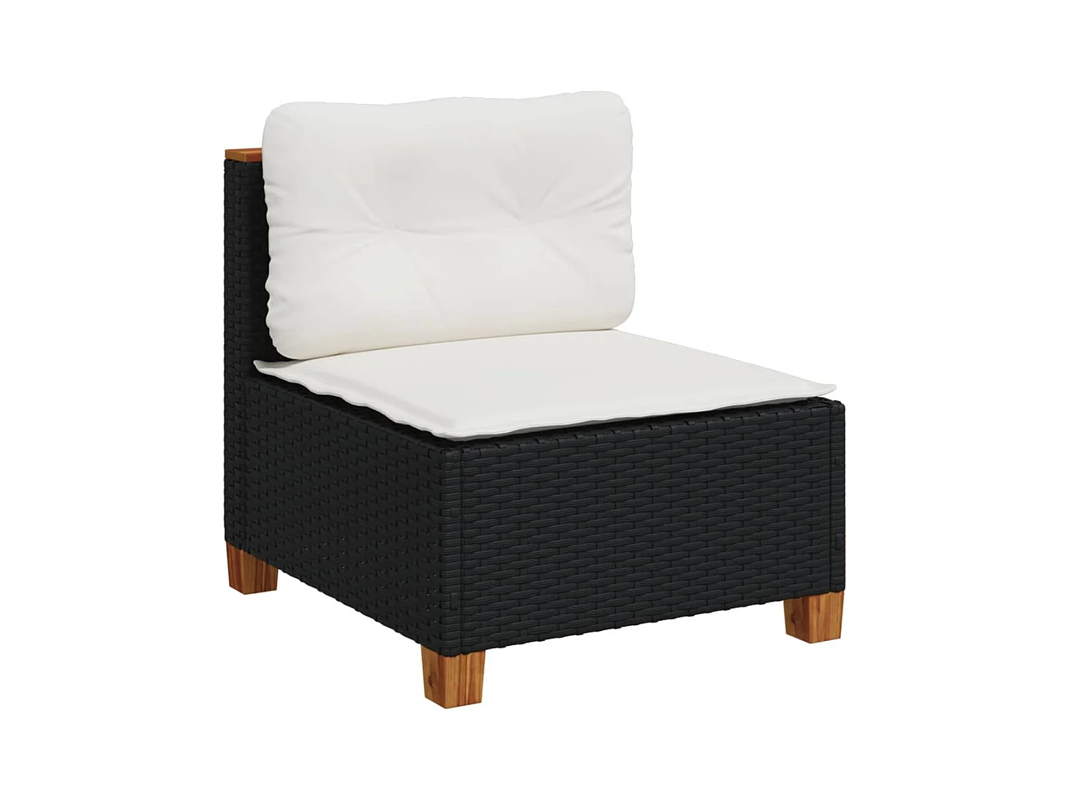 Salon de jardin 4 pcs avec coussins noir résine tressée