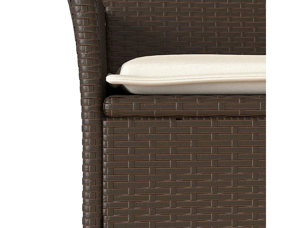 3pcs conjunto jantar jardim c/almofadões vime PE/vidro castanho