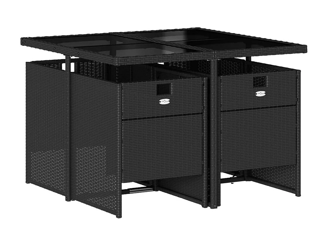 Ensemble à manger de jardin coussins 5pcs Noir Résine tressée