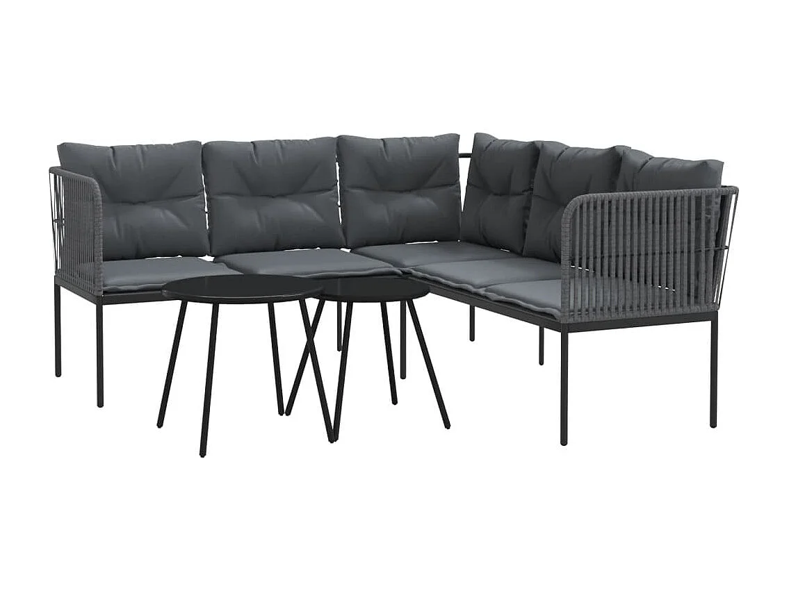 Ensemble de canapés de jardin et coussins noir acier textilène