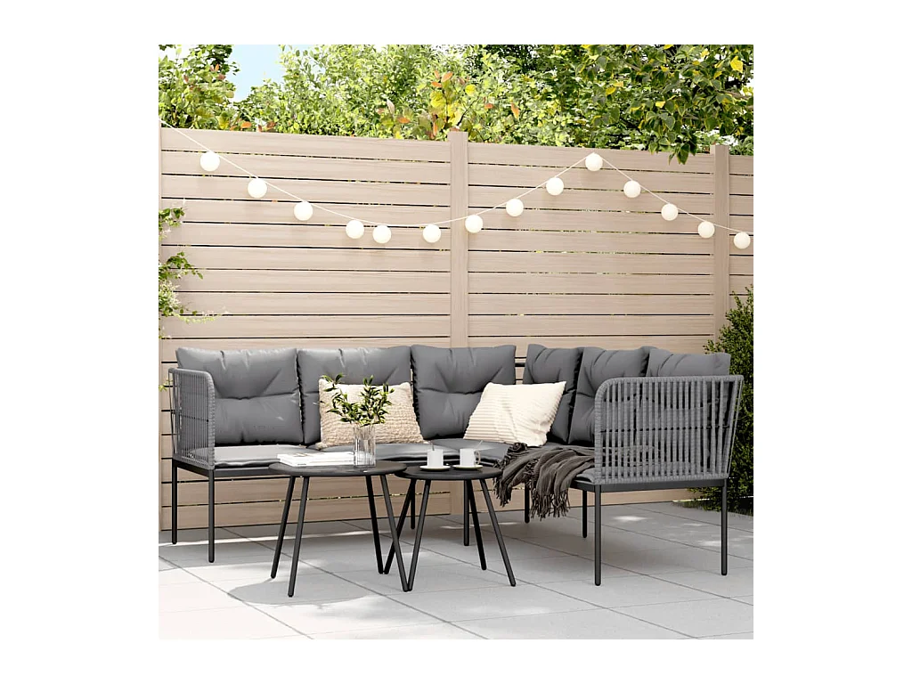 Ensemble de canapés de jardin et coussins noir acier textilène